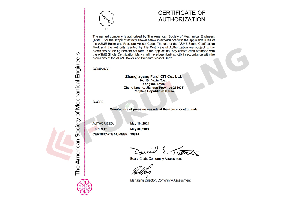 ASME Certificate of Authorization